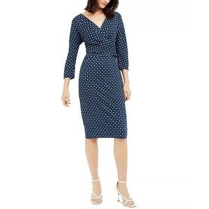 Weekend MaxMara Women's MEDIUM Estri Printed Wrap Dress Sheath Navy Geometric